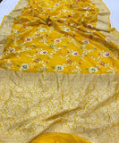 Yellow Banarasi Khaddi Georgette Saree - Aura Benaras