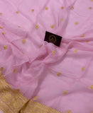Baby Pink Pure Banarasi Khaddi Chiffon Saree - Aura Benaras