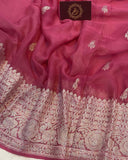 Onion Banarasi Khaddi Chiffon Georgette Saree - Aura Benaras