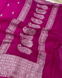 Pink Banarasi Khaddi Chiffon Georgette Saree - Aura Benaras