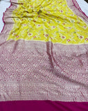 Yellow Banarasi Khaddi Georgette Saree - Aura Benaras