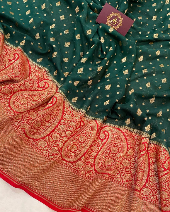 Buy Pure Khadi Chiffon Georgette Saree Double Shade Zari Work Pure Banarasi  Saree Silk Saree Designer Weaving Fabric Women Running Blouse Pece Online  in India - Etsy