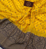 Yellow Pure Banarasi Khaddi Georgette Saree - Aura Benaras