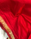 Red Banarasi Handloom Satin Silk Saree - Aura Benaras