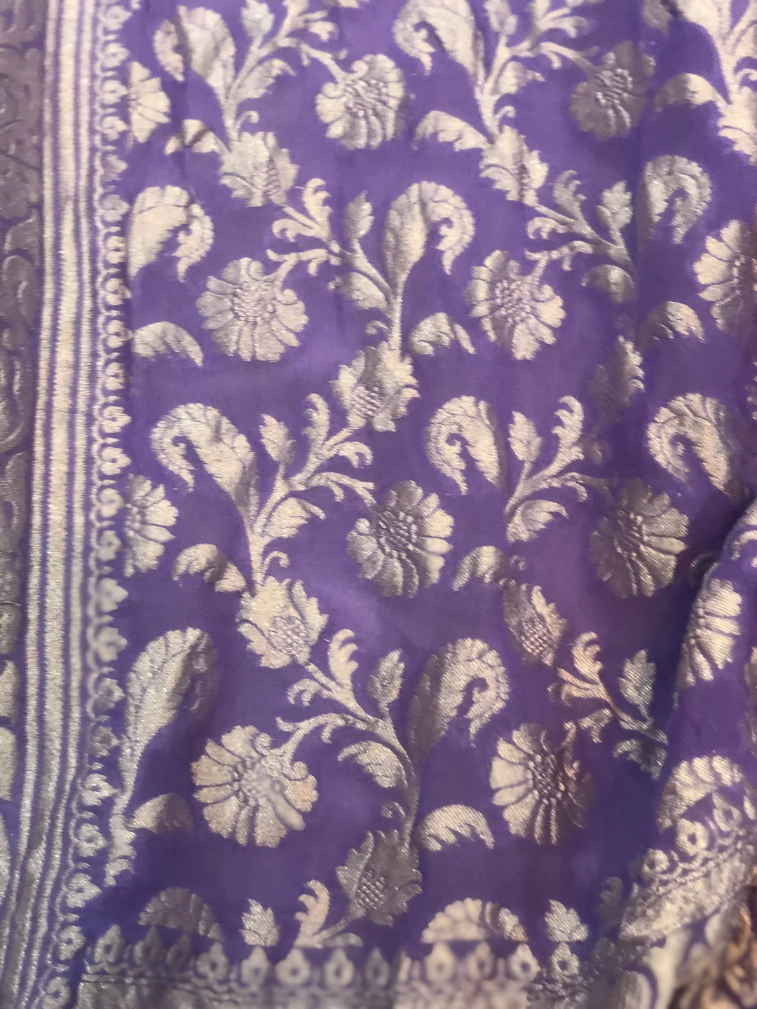 Lavender Khaddi Georgette Silk Banarasi Handloom Saree