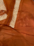 Rust Orange Pure Banarasi Khaddi Goergette Saree - Aura Benaras