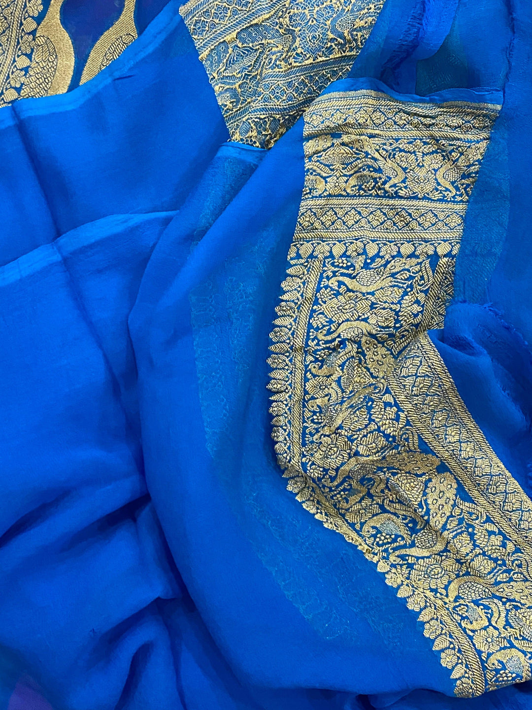 Pink Banarasi Handloom Pure Georgette Silk Saree - Aura Benaras