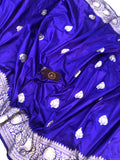 Bluish Purple Kadhua Banarasi Handloom Katan Silk Saree - Aura Benaras
