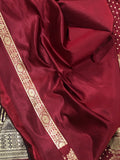 Garnet Maroon Banarasi Handloom Satin Silk Saree - Aura Benaras