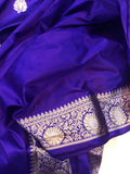 Bluish Purple Kadhua Banarasi Handloom Katan Silk Saree - Aura Benaras