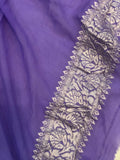 Lavender Khaddi Georgette Silk Banarasi Handloom Saree