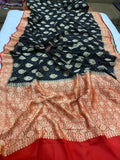 Black Khaddi Chiffon Banarasi Handloom Saree - Aura Benaras