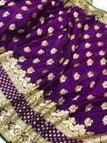 Purple Banarasi Handloom Satin Silk Saree - Aura Benaras