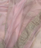 Pale pink Pure Banarasi Khaddi Chiffon Saree