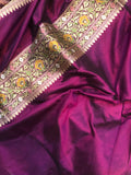 Purple Jamawar Tanchui Banarasi Handloom Katan Silk Saree - Aura Benaras
