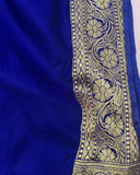 Royal Blue Satin Silk Carry Boota Banarasi Handloom Saree
